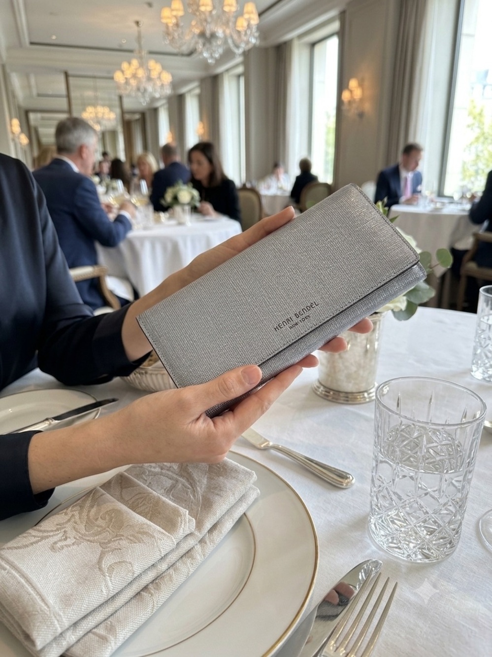 Henri Bendel Silver Textured Leather Continental Wallet-NWT